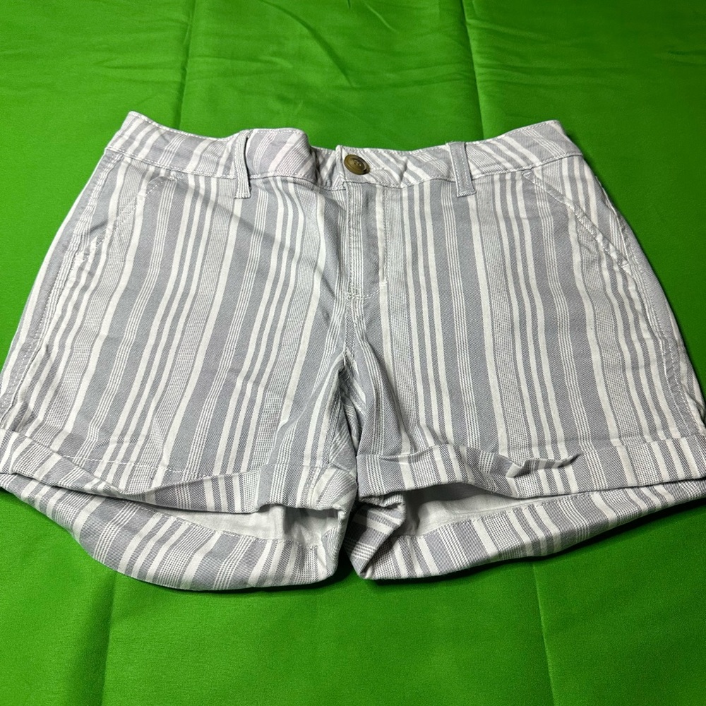 Grey and white striped shorts